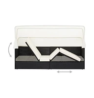 vidaXL Patio Sofa with Canopy Black Poly Rattan
