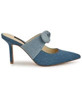 Nine West Women's Demmure Bow Strap Slip-On Stiletto Pumps