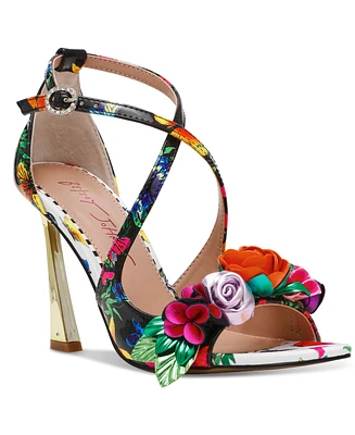 Betsey Johnson Women's Mikah Ankle Wrap Floral Stiletto Dress Sandals