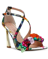 Betsey Johnson Women's Mikah Ankle Wrap Floral Stiletto Dress Sandals