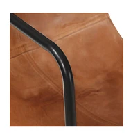 Relaxing Armchair Brown Real Leather