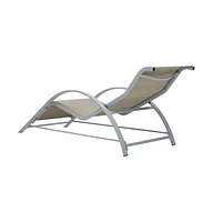 vidaXL Sun Loungers 2 pcs with Table Aluminum Cream