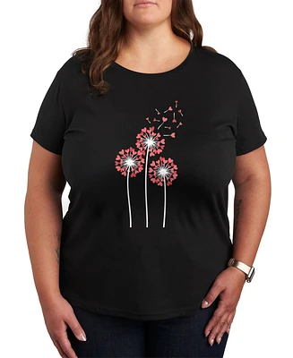 Hybrid Apparel Plus Trendy Dandelion Heart Graphic Crew Neck T-Shirt