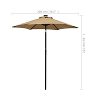 vidaXL Garden Parasol with Led Lights Taupe 78.7"x83.1" Aluminum