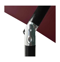 Garden Parasol with LEDs and Steel Pole Bordeaux Red 6.6'x9.8'