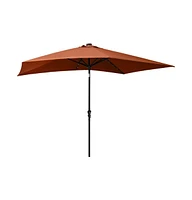 vidaXL Garden Parasol with LEDs and Steel Pole Terracotta 6.6'x9.8'