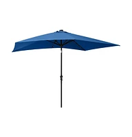 Garden Parasol with LEDs and Steel Pole Azure Blue 6.6'x9.8'