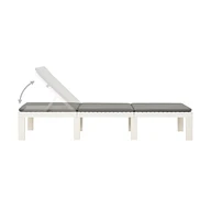 vidaXL Sun Lounger with Cushion Plastic White