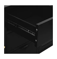Sideboard Black 41.3"x13.8"x27.6" Steel and Tempered Glass
