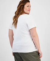 Style & Co Plus Short-Sleeve Square-Neck Tee, Exclusively at Macy's