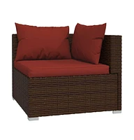 vidaXL Piece Patio Lounge Set with Cushions Brown Poly Rattan