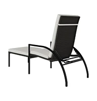 vidaXL Sun Lounger with Footrest Pe Rattan
