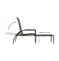 vidaXL Sun Lounger with Footrest Pe Rattan Gray
