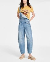 Lucky Brand Women's Cotton Denim Barrel-Leg Overalls