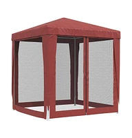 Party Tent with 4 Mesh Sidewalls Red 6.6'x6.6' Hdpe