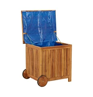 vidaXL Patio Storage Box with Wheels 23.6"x19.7"x22.8" Solid Wood Acacia
