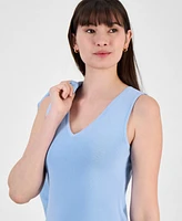 Tahari Asl Women's Fine-Rib Sleeveless V-Neck Sweater, Regular & Petite