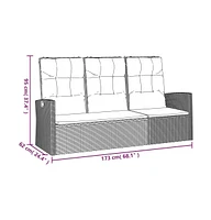 Reclining Patio Bench with Cushions Black 68.1" Poly rattan