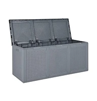vidaXL Patio Storage Box Gray Pp Rattan 71.3 gal