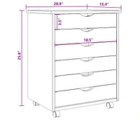 Rolling Cabinet with Drawers Moss Gray Solid Wood Pine
