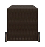 vidaXL Garden Storage Box with Wheels Brown 74.8 Gal Poly Rattan