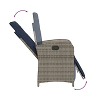 vidaXL Reclining Patio Chair with Footrest Gray Poly Rattan