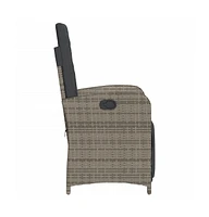 vidaXL 3 Piece Bistro Set with Cushions Gray Poly Rattan