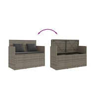 vidaXL Patio Bench with Cushions Gray Poly Rattan