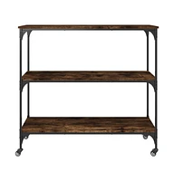 vidaXL Kitchen Trolley Smoked Oak 40.2"x19.7"x37.4" Engineered Wood