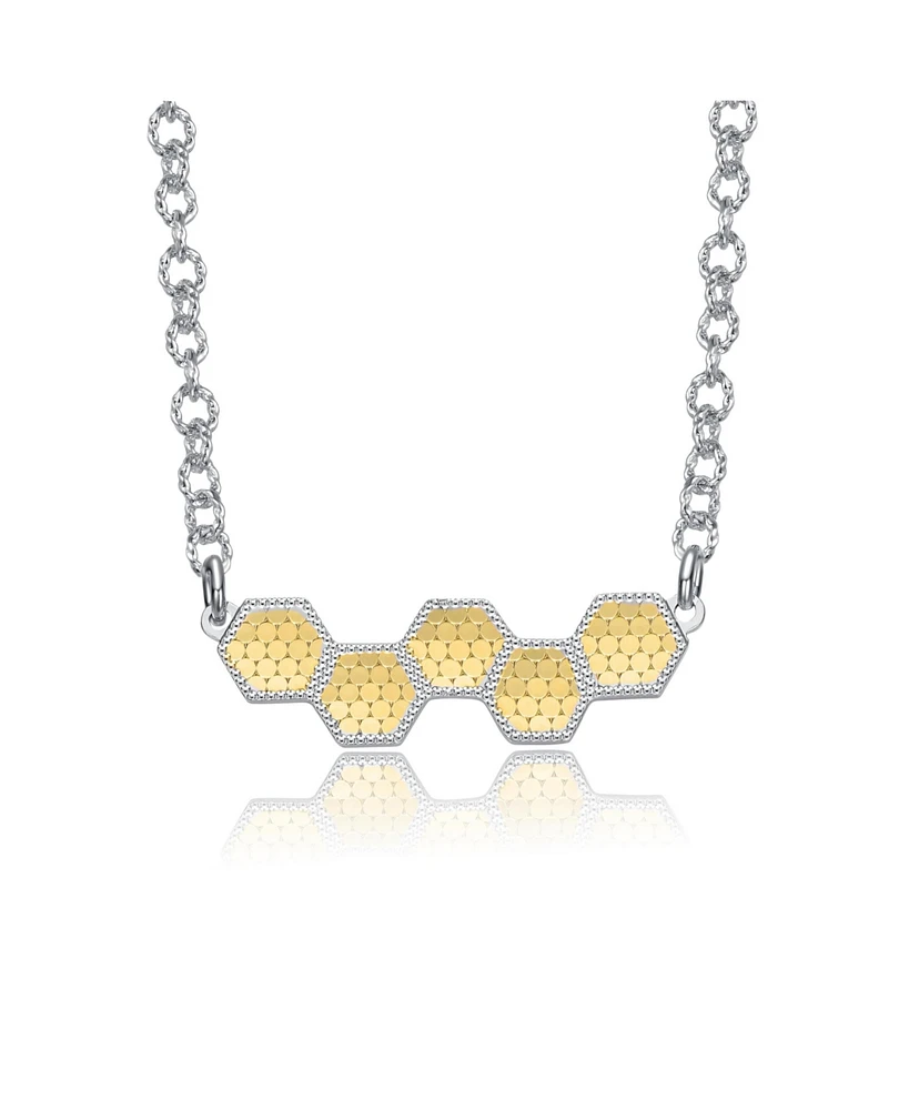 Rachel Glauber Two-Tone Honeycomb Harmony Bar Pendant