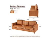 gaomon 85" Leather Couch for Living Room, Modern Sofa Couches with Padded backrest, Upholstered Sofa with Armrests and Comfy Cushions, Deep Seat Sofas