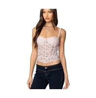 Edikted Womens Drew Sheer Lace Cupped Corset