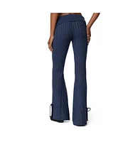 Edikted Women's Chase Fold Over Cable Knit Pants