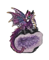 Fc Design "2-pc Set" 4"H Purple Dragon Guarding Faux Crystal Cave Figurine Statue Ornament Home Room Office Decor and Perfect Ideas for Housewarming,