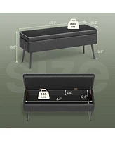 gaomon 47.7'' Mid-century Modern Upholstered Storage Bench with Solid Wood Legs