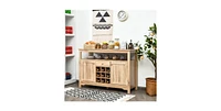 Slickblue Rustic Wood Sideboard Buffet Cabinet with Wine Rack and Ample Storage Shelves