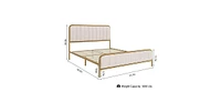 Slickblue Gold Metal Platform Bed Frame with Off-White Upholstered Headboard