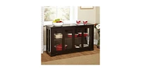 Slickblue Espresso Sideboard Buffet Dining Kitchen Cabinet with 2 Glass Sliding Doors