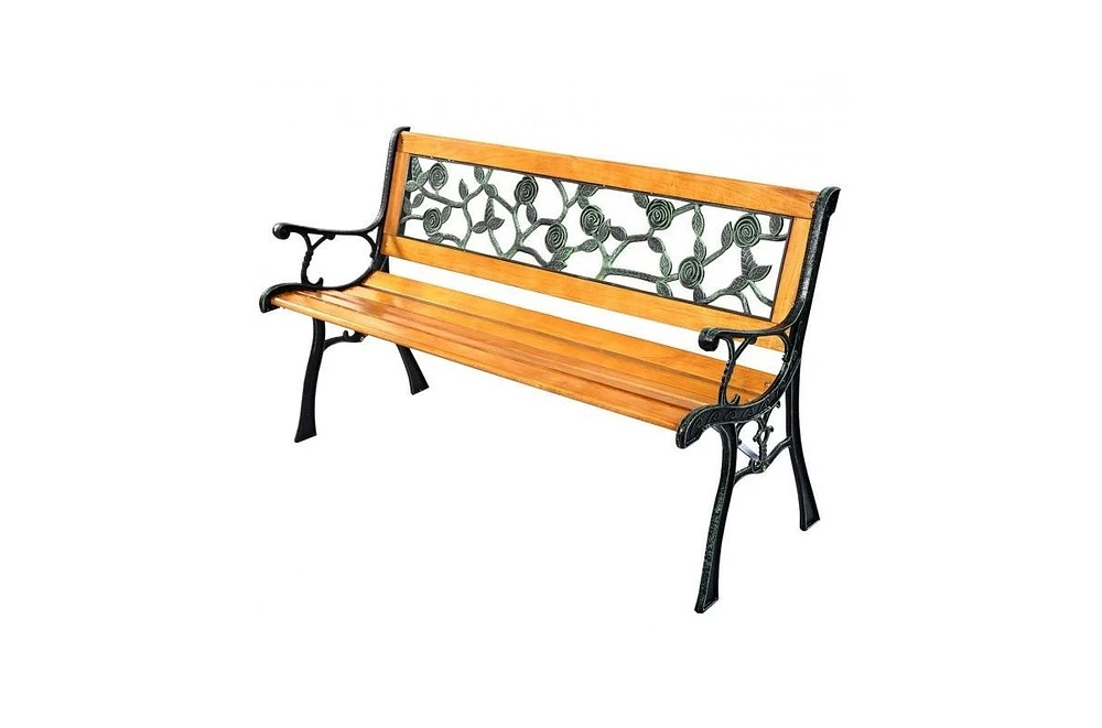 Slickblue Flowers Outdoor Patio Park Cast Iron Garden Porch Chair Bench