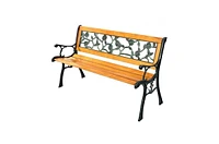 Slickblue Flowers Outdoor Patio Park Cast Iron Garden Porch Chair Bench