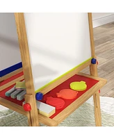 Qaba 3 in 1 Easel for Kids with Paper Roll, Whiteboard, Chalkboard