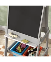 Qaba Double Sided Art Easel for Toddlers with board & Chalkboard