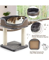 Gymax Cat Tree Multi-Level Cat Tower w/ Scratching Posts & Large Plush Perch