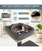 Gymax 69 in Modern Wood Cat Tree 5-Tier Tall Cat Tower w/ Washable Cushions