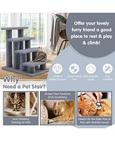 Gymax 24'' 4-Step Pet Stairs Carpeted Ladder Ramp 8 Scratching Post Cat Tree Climber