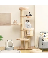 Gymax 75'' Modern Cat Tree Multi-Level Large Cat Tower w/ Hammocks