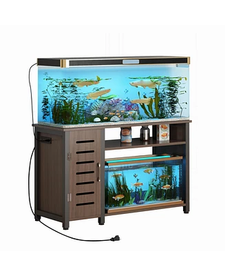 gaomon 55-75 Gallon Fish Tank Stand with Power Outlets, Heavy Duty Metal Aquarium Stand with Cabinet for Fish Tank Accessories Storage