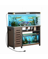 gaomon 55-75 Gallon Fish Tank Stand with Power Outlets, Heavy Duty Metal Aquarium Stand with Cabinet for Fish Tank Accessories Storage