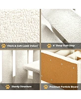 Gymax 24'' 4-Step Pet Stairs Carpeted Ladder Ramp 8 Scratching Post Cat Tree Climber