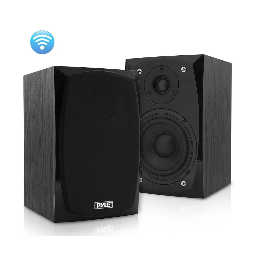 Pyle Hi-Fi Bluetooth Powered Bookshelf Desktop Speakers, 300W, Studio Monitor Performance, MP3/Wma Support